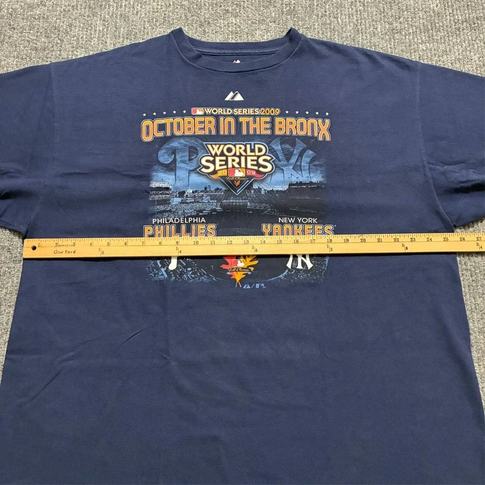 Majestic‎ MLB 2009 World Series Yankees vs Phillies T-Shirt Mens 2XL Blue
